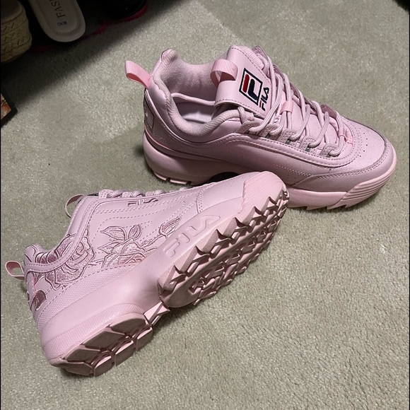 FILA LIGHT PINK with floral design sneakers - Picture 2 of 2